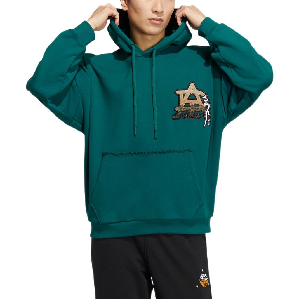 adidas Originals Трилистник с логотипом и принтом на шнурке, толстовка с длинными рукавами, мужские топы, зеленый HS7286