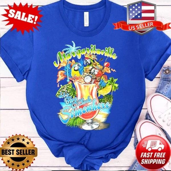 РЕДКИЙ Синий Футболка Jimmy Buffett Margaritaville It's Five o'clock Somewhere S-5XL