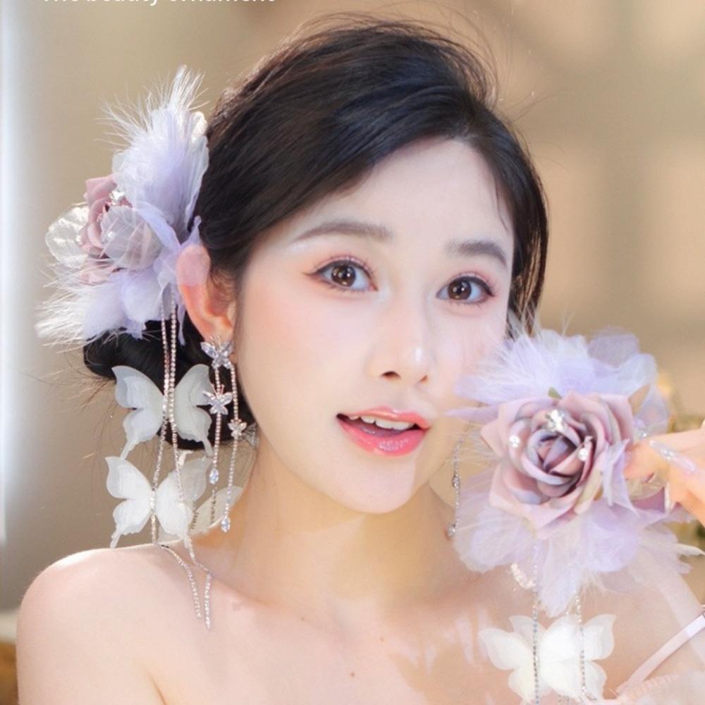 Супер фея Цветы Волосы Коготки Атмосфера Заколки Ретро Элегантные Шпильки Женщины