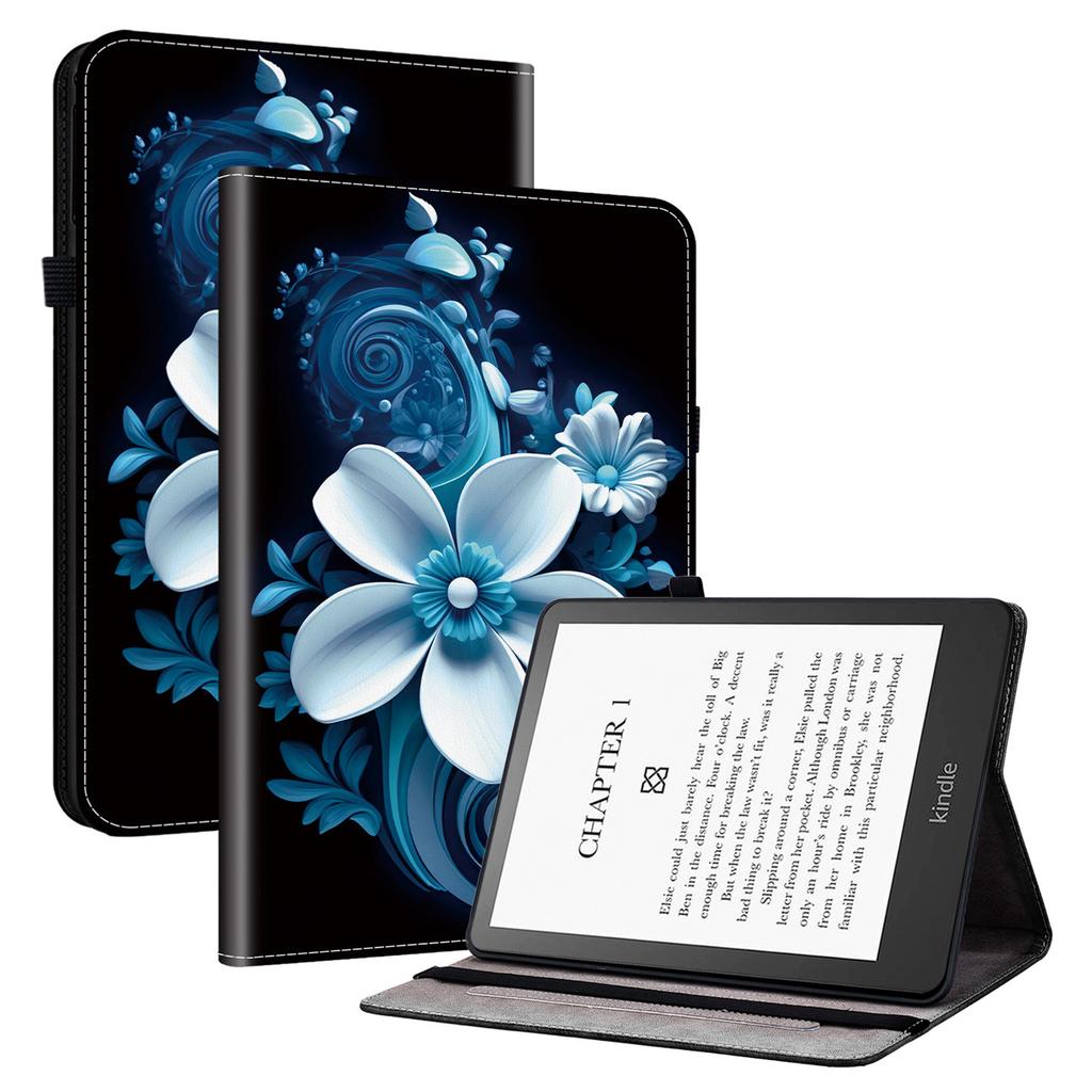 Для Amazon Kindle Paperwhite (2021) Кожаный чехол-подставка с узором и карманами для карт