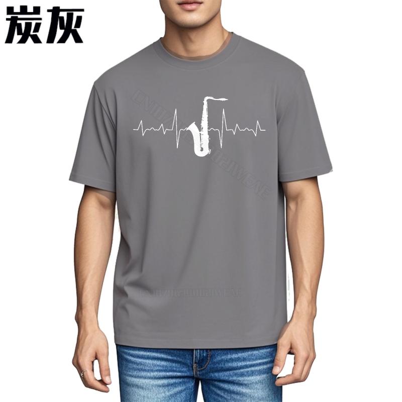 Tshirts For Unisex Cotton Everyday Tees Heartbeat Design With Saxophone Art Summer Comfort Tshirt Anime Unisex Tshirt Comfortab