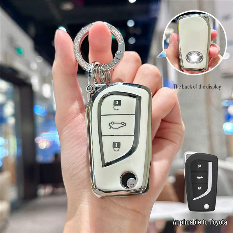 Silver Edge Key Case for Toyota Models: Corolla, RAV4, Camry, Vios, Highlander