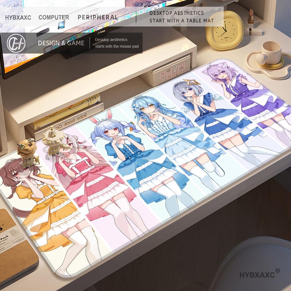 HYBXAXC Large HD Printing Hololive Group Photo Mouse Mat Non-slip Rubber Mat Office Cute Anime Girl Lock Edge Mouse Pad Carpet
