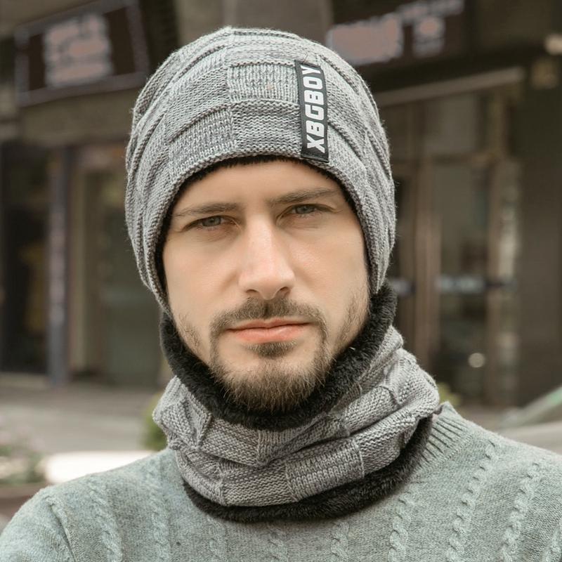 Зимняя шапка для мужчин и женщин, пуловер, шапка, шарф, костюм, плюс бархатная флисовая подкладка, детская толстая теплая шапка-бини, мужская вязаная шапка, шапки