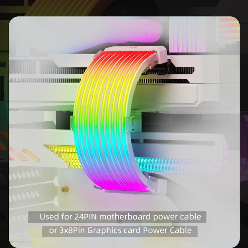 Гибкий силиконовый 8-контактный кабель питания GPU ARGB световые полосы 5V3Pin адресуемая синхронизация для игровых ПК аксессуары для корпуса