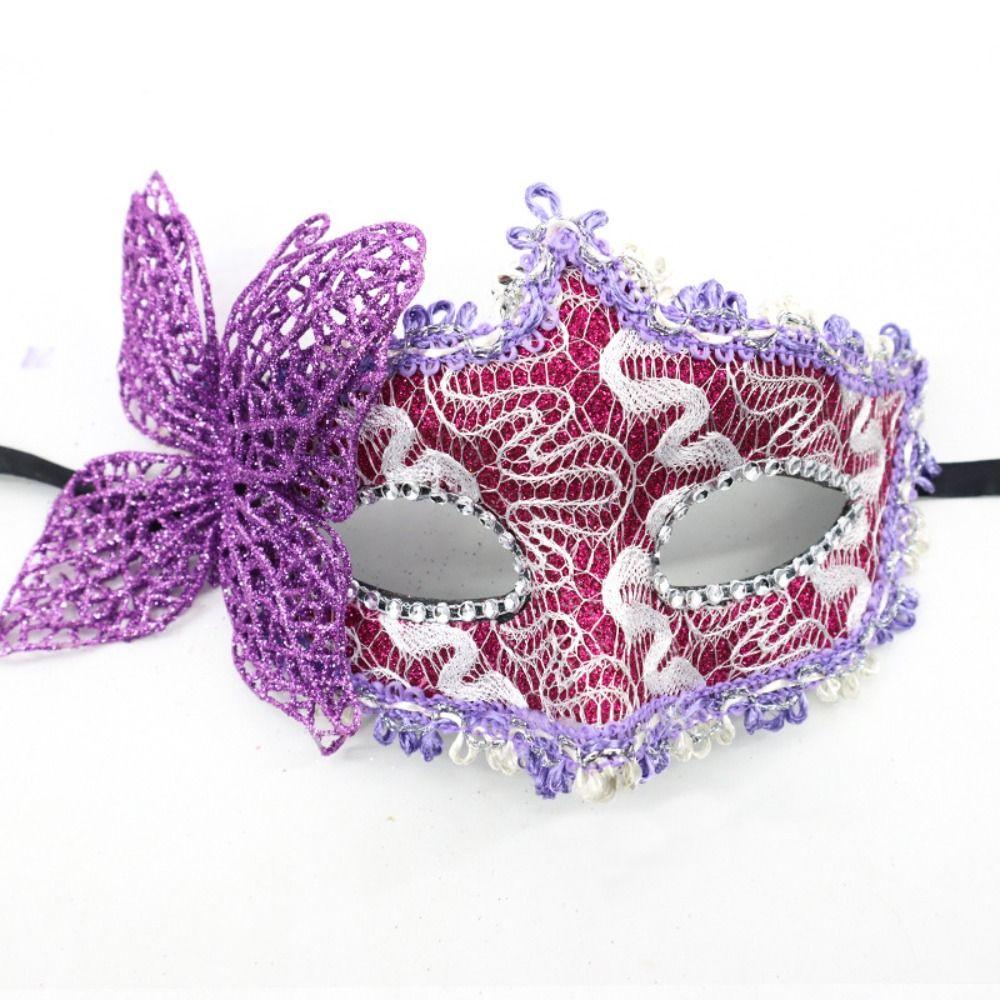 Halloween Dressing Halloween Party Mask with Rod Half Face Cover Butterfly Hand Hold Mask Cosplay Prop Exquisite Masquerade Mask