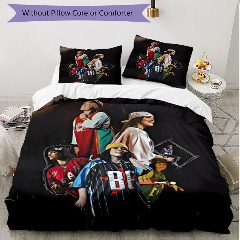 3pcs Duvet Cover Set (1*Duvet Cover + 2*Pillowcase, Without Core), Billie Eilish Print Soft All‑Season Bedding Set, Home Bedroom Decor Gift