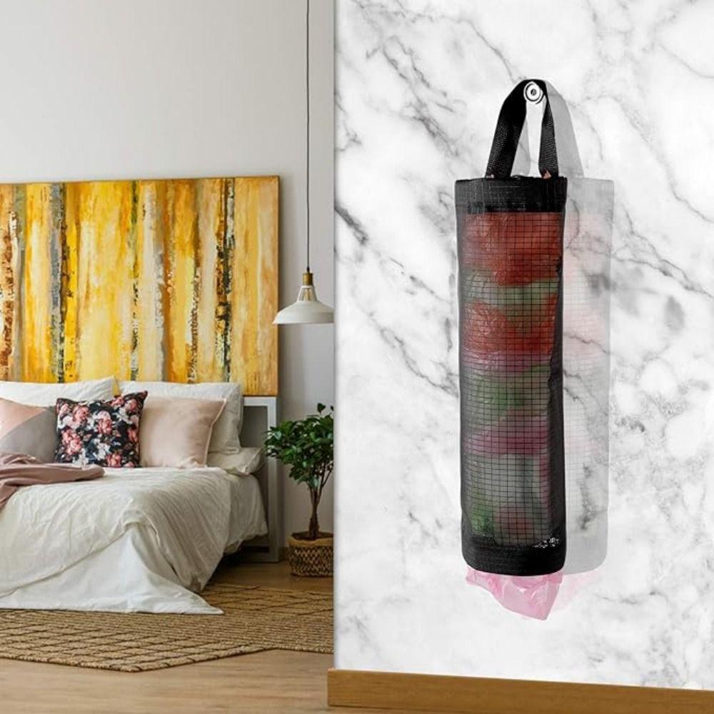 Polyester Mesh Plastic Bag Dispenser Foldable Shopping Bags Carrier Kitchen Gadget