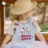 Детская футболка Hello Kitty с коротким рукавом 2025 Новый летний мультяшный милый топ с круглым вырезом Детская летняя с коротким рукавом
