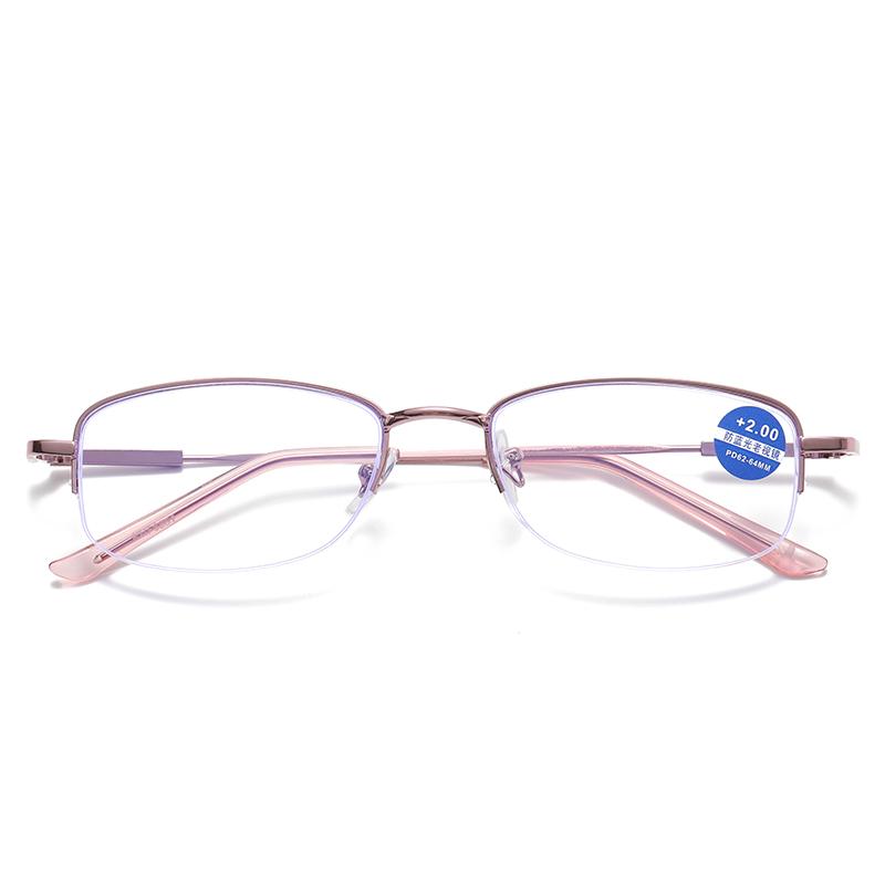 8861 Half Rim Metal Frame Presbyopia Minus 250 Blue Ray Blue Filter Supplier Glasses Women Corrective Reading Glasses