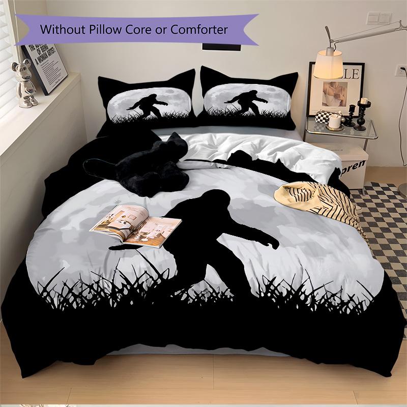 Moonlit Bigfoot Silhouette Print 3Pcs Bedding Setduvet Cover With 2 Bedropillowcase Home Birthday Gift