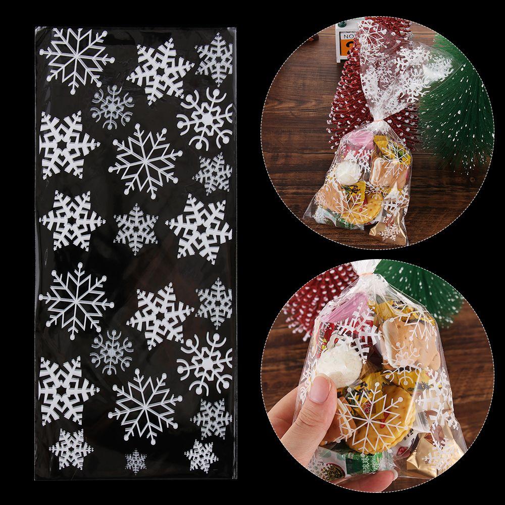 Xmas Favor Gift Transparent Christmas Candy Bags Cellophane Baking Packaging Cookies Storage