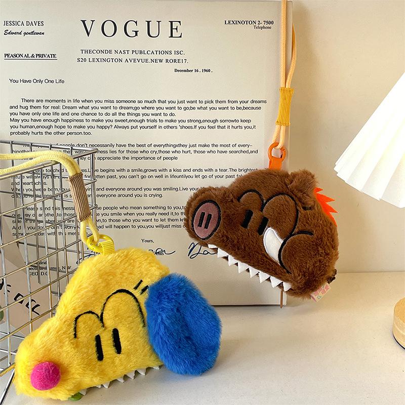 Кавайный плюшевый кошелек для мелочи в виде щенка дикого кабана, креативный мультяшный маленький кошелек, брелок, милый кошелек для мелочи, кошелек на молнии