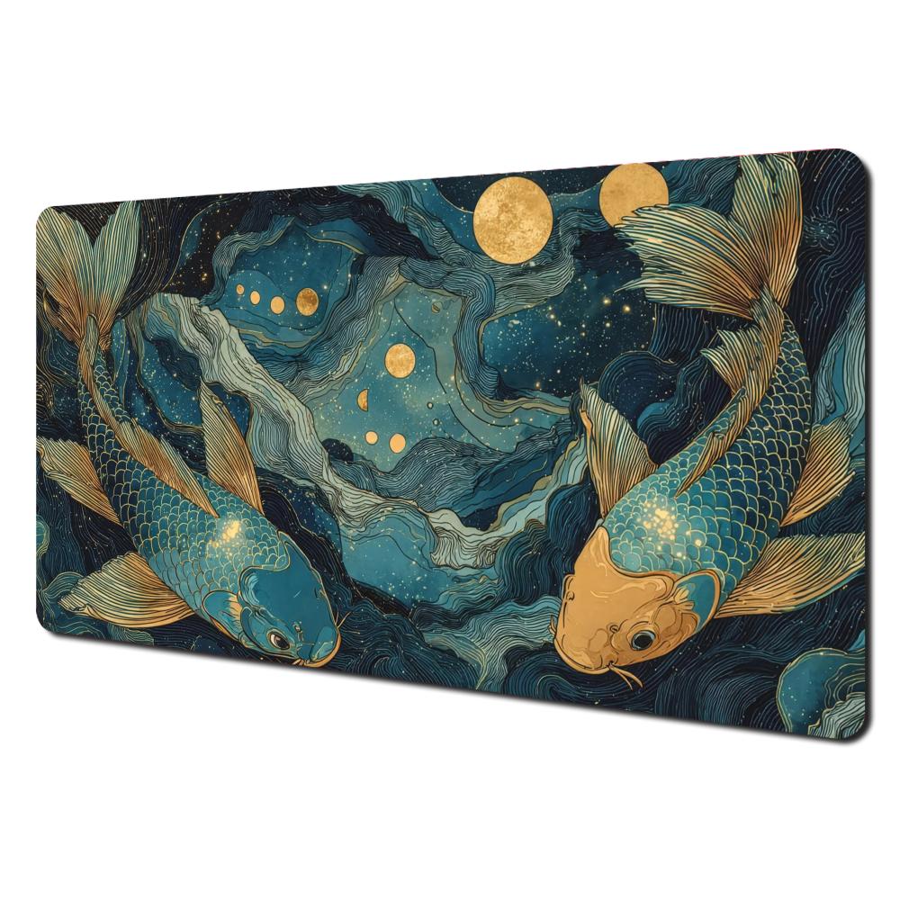 Art Aesthetic Koi Fish Pattern Design Mtg Playmat Magic Card Battle Mat Nonslip Stitched Edge Tapete Magic Mtg Tabletop Playmat
