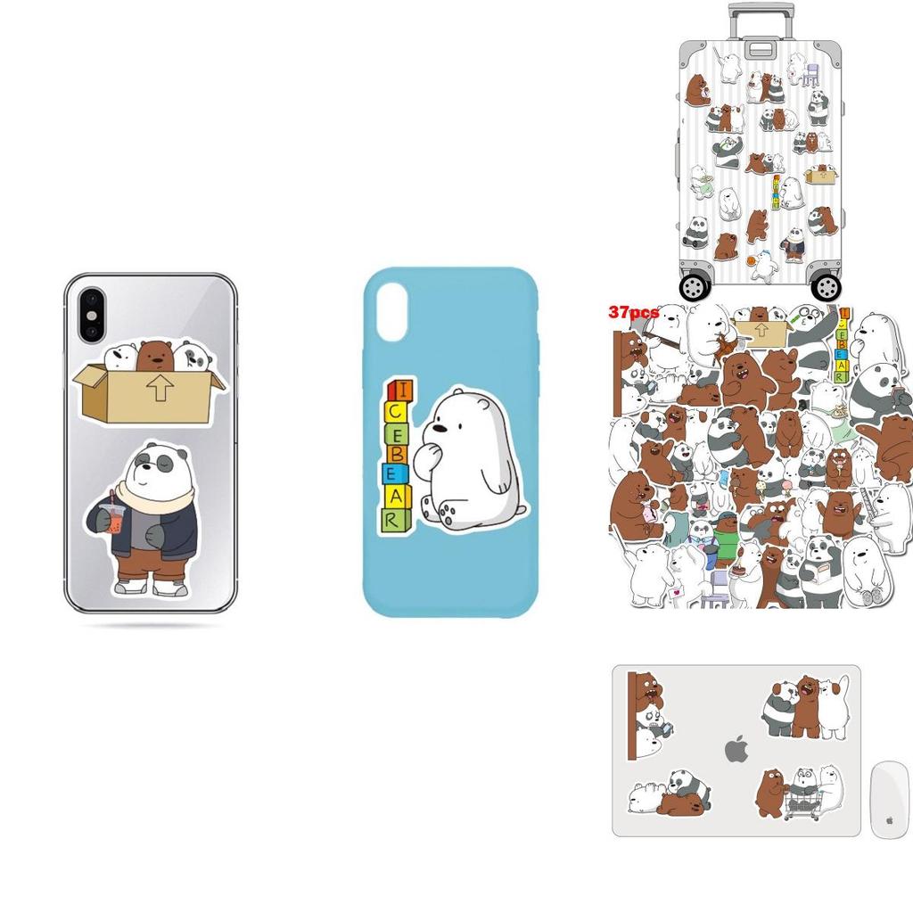 Vibrant 37pcs We Bare Bears Waterproof Graffiti Stickers For Luggage And Electronics