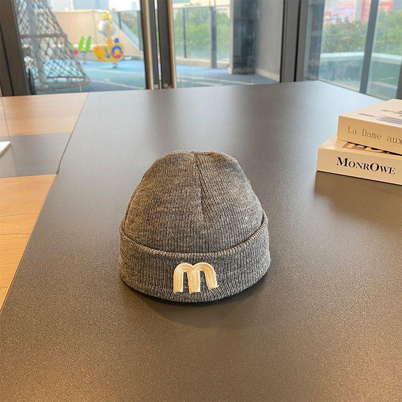 Осенне-зимняя шерстяная детская шапка - Вязаная шапка-бини с буквой, корейский стиль, пуловер для новорожденных