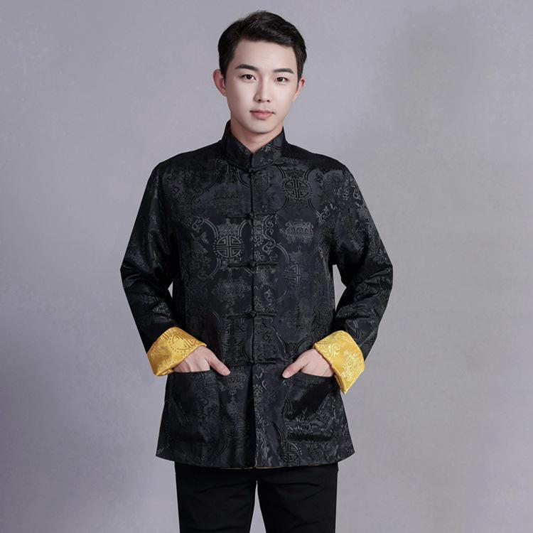 Мужской двусторонний пиджак тан - Ханфу с длинным рукавом для весны и осени