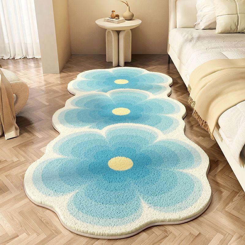 Flower Cycle Bedside Plush Floor Mat Fluffy Soft Carpets for Living Room Modern Nordic Bedroom Decor Carpet Thick Anti-slip Rug