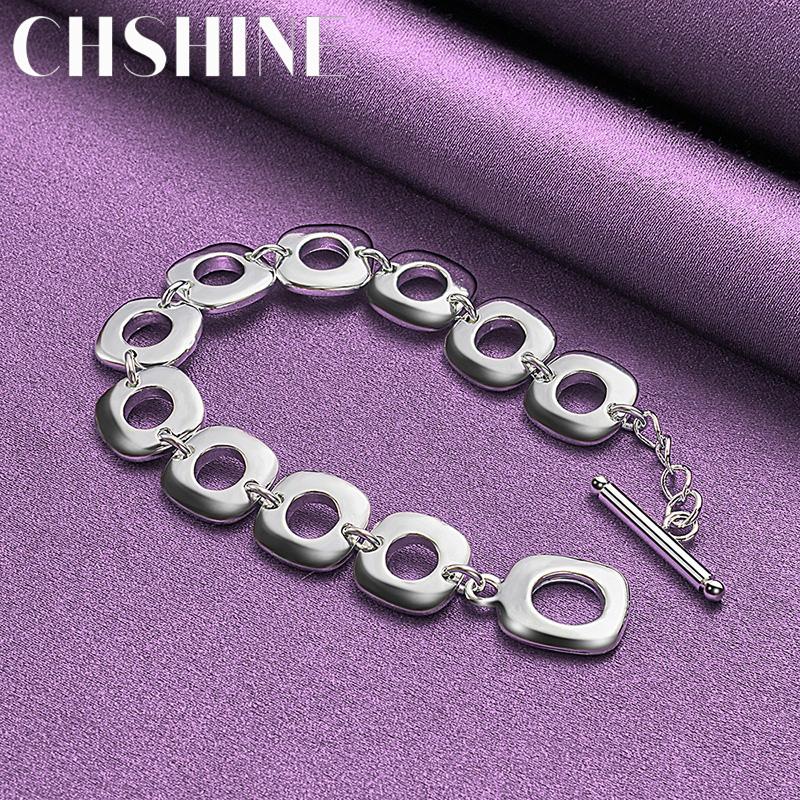 CHSHINE Браслет-цепочка из стерлингового серебра 925 пробы с круглым кольцом для женщин, высококачественное модное шармовое украшение