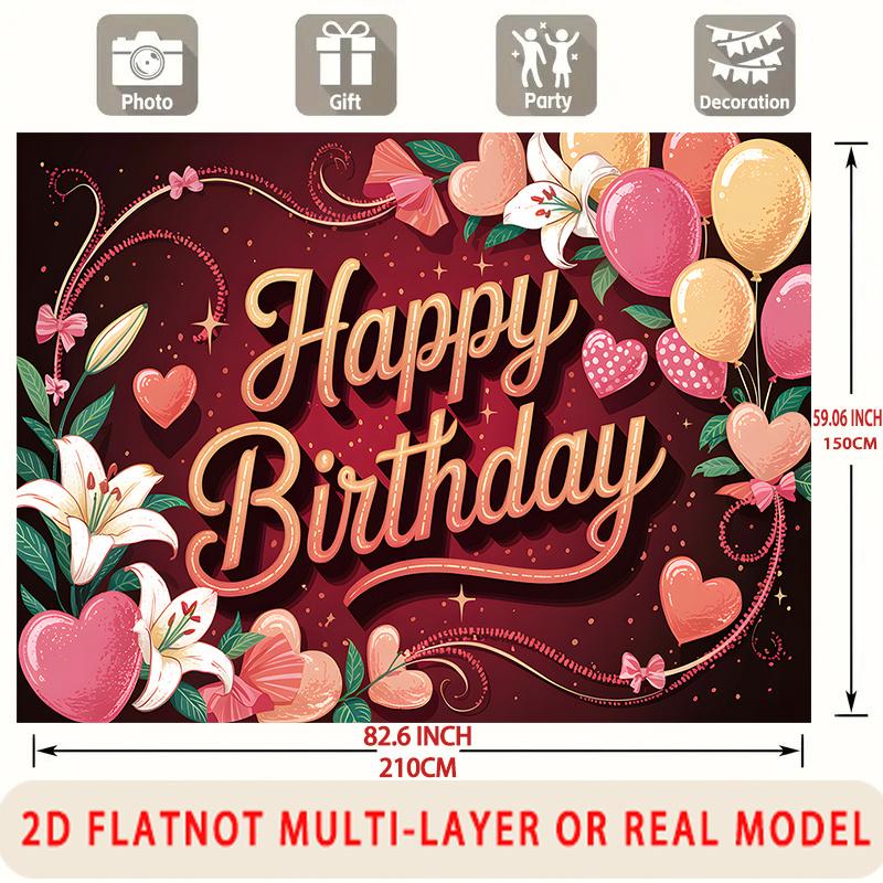 Party Backdrop Happy Birthday Birthday Pink Photo Booth Background Front Door Decor