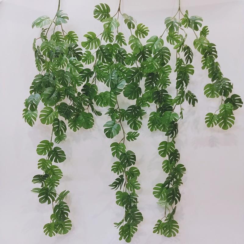 Искусственный шелк, тропические пальмовые листья, виноградная лоза, искусственные джунгли, черепаховый лист, растения из ротанга, настенное украшение для дома