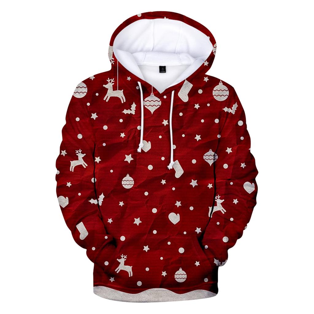 Рождественский модный свободный мужской и женский тонкий свитер с капюшоном
