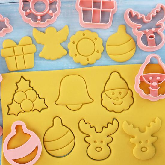 8 шт. Набор рождественских формочек для печенья 3D Мини-штампы для выпечки DIY Пресс-формы