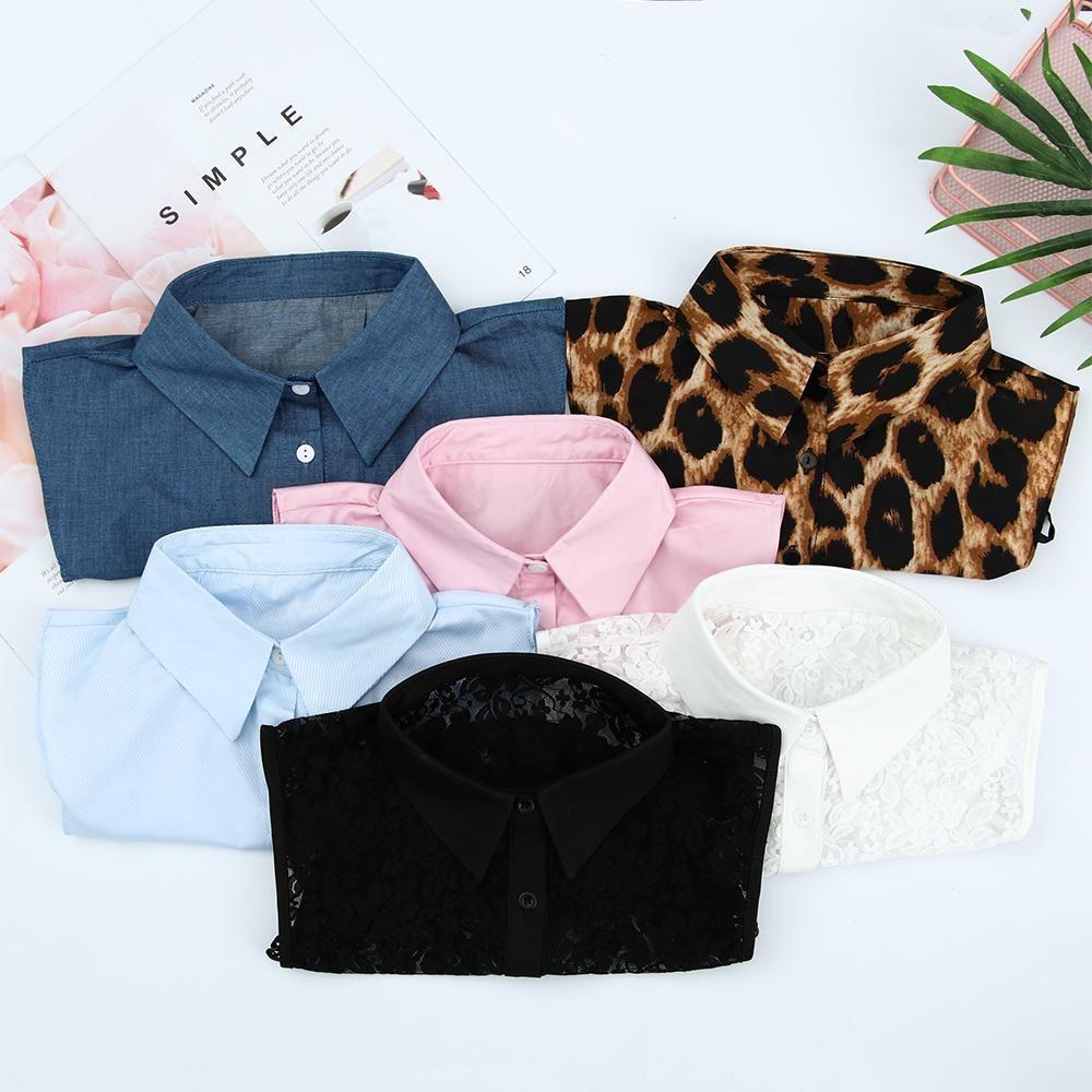 Leopard Grain Cowboy Lapel Shirt Fake Collar Blouse False Collar Cotton Clothes Accessories