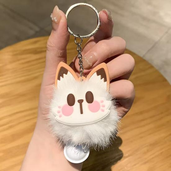 Брелок-подвеска с колокольчиком Лисий Меховой Лицевой Розовые Следы Лап Мягкий Плюшевый Брелок Сумки Рюкзаки Декоративные Аксессуары