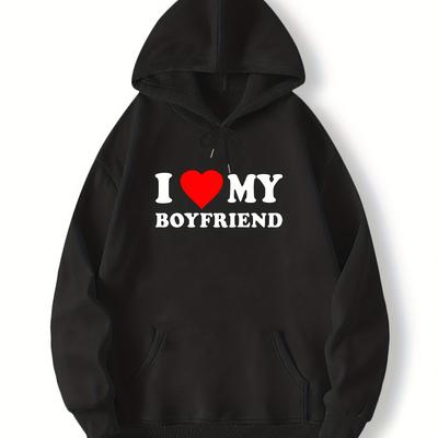 Пуловер с капюшоном и принтом «Я люблю своего парня», уличная одежда с кенгуру, подарки для подруги, парня