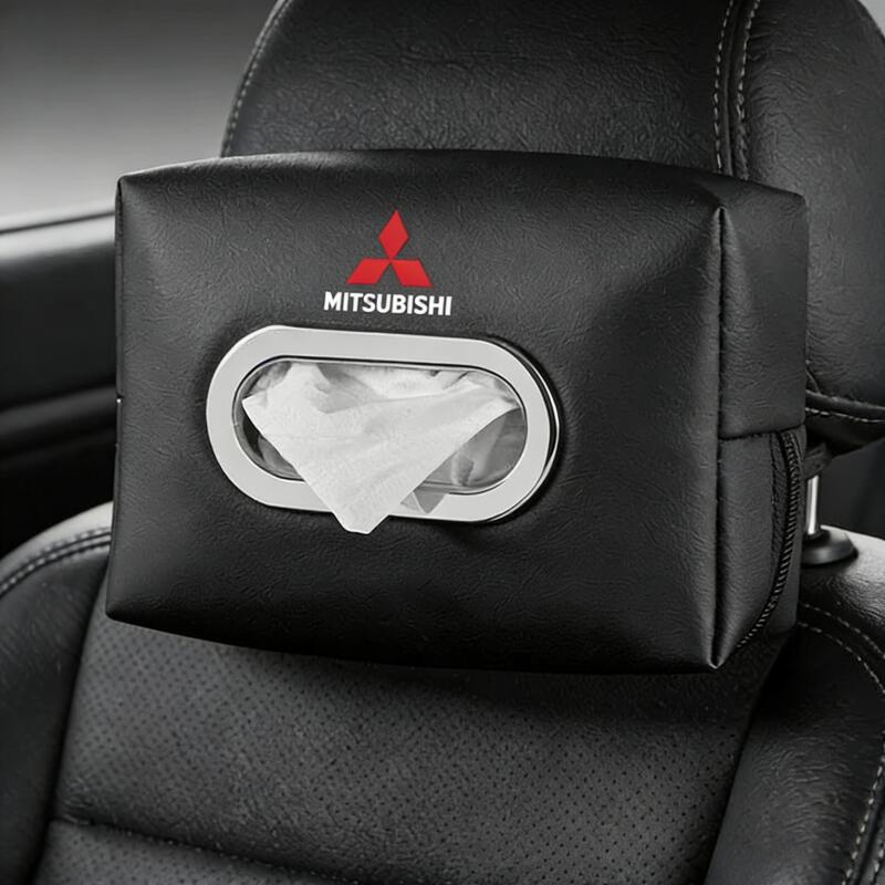 New Mitsubishi Car Armrest Storge Bag Car Interior Tissue Box for Lancer Outlander Pajero L200 ASX Eclipse Ralliart EVO Galant