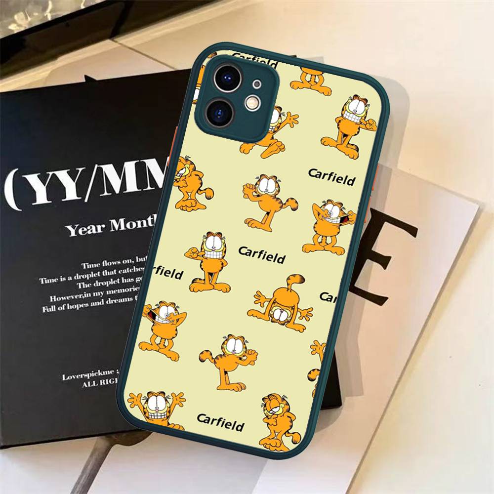 Классический комикс G-Гарфилд Для iPhone 16 15 14 13 12 11 Pro Max X XS MAX Plus Полупрозрачный черный чехол для телефона