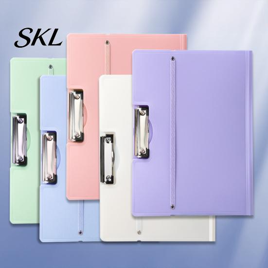 Wear-resistant File Holder Folder for A3 Size Paper, Document Organizer with Metal Plastic Clip, Solid Color Clipboard Home School Office Supplies
