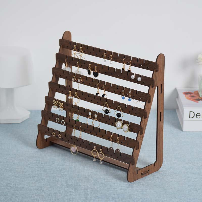 Многослойная деревянная подставка-держатель для серег, высоко вместительный органайзер для хранения ювелирных изделий, витрина для дома, гостиной, спальни, для рабочего стола