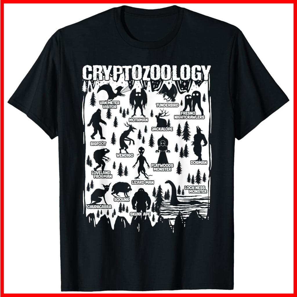 Криптозоология Криптид Бигфут Человек-мотылек Человек-собака Другие Монстры Черная Хлопковая Футболка