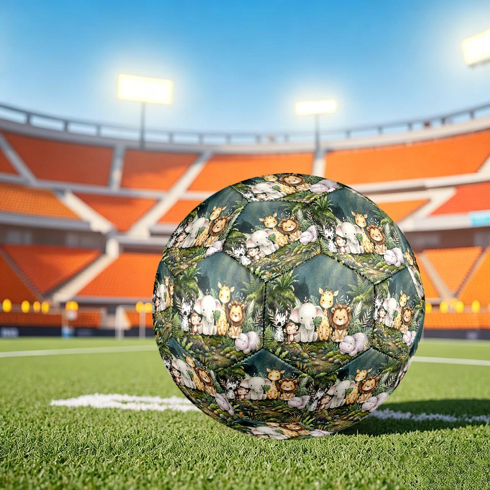 1pc Jungle Friends Size 5 Soccer Ball Professional Match Training Football Indoor &Outdoor Sports Ball Training Ball Lightweight Durable y68