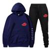 New 2 Pieces Set Akatsuki Cloud Symbols Print Hoodies+Pants Tracksuit Men Women Sweatshirt Streetwear Pullover Sudaderas