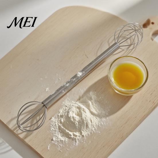 Soup Flavor Mixer Double Head Whisk, Stainless Steel Mixing Muddler, Handheld Blender Miso Dissolver Spoon for Paste Cream Eggs, Easy Clean