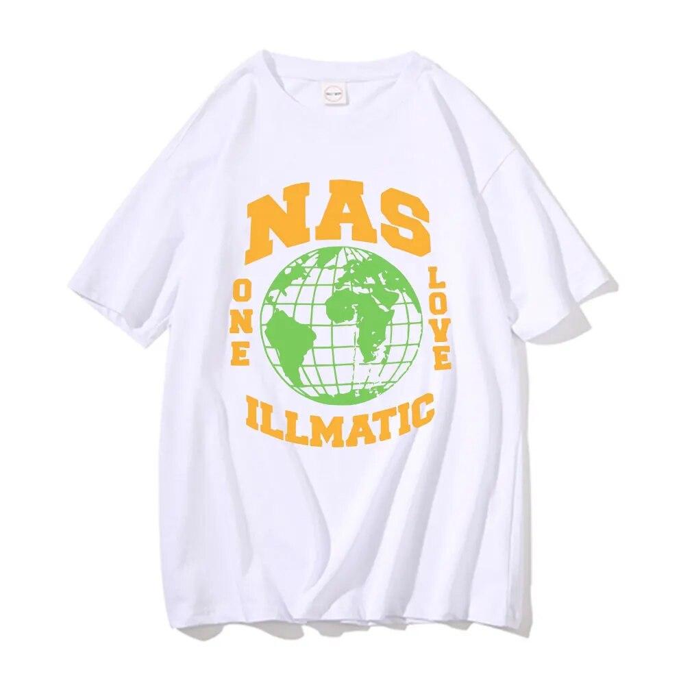Rap Nas One Love Illmatic Hip Hop Vintage T-shirts Unisex Fashion Tshirt Unisex Women High Quality Casual Oversized Harajuku T Shirt