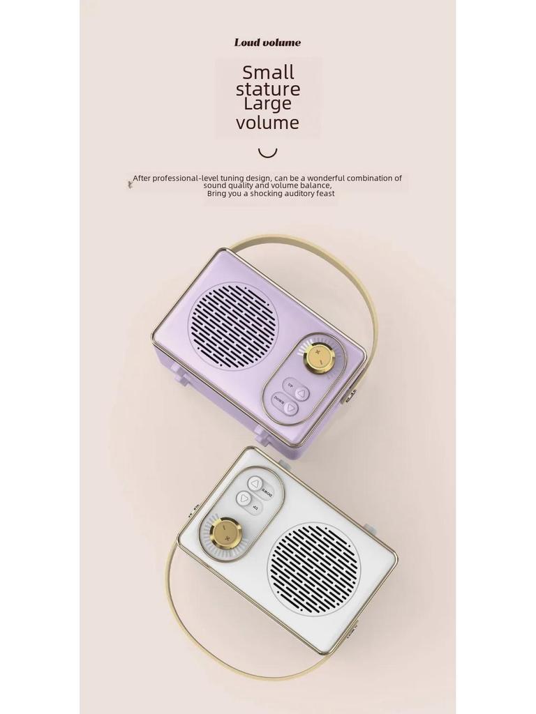 Портативный ретро мини Bluetooth-динамик с USB, TF-картой, FM и высококачественным звуком для использования на открытом воздухе