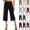 Women's High Waist Solid Color Casual Trousers Workout Pants 3/4 Pants