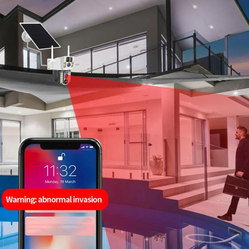 Солнечный HD-монитор 360 градусов для домашнего мобильного телефона, удаленная уличная камера, водонепроницаемая система ночного видения