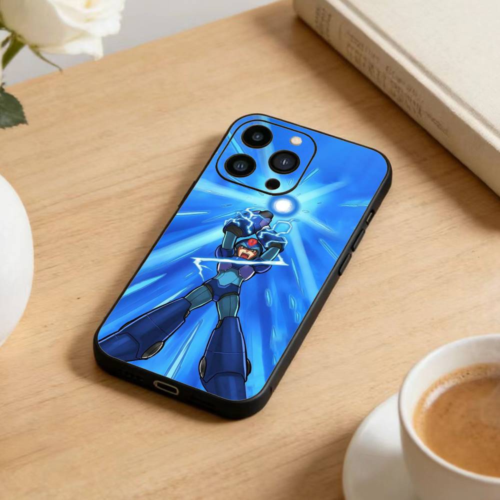 Чехол для телефона H-Mega Man Аниме для iPhone 17 16 15 14 13 12 Max Plus Силиконовый Черный Чехол