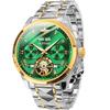 Automatic Watch Green Dial Popular Skeleton Sapphire Tungsten Waterproof Date Luminous Green Men's