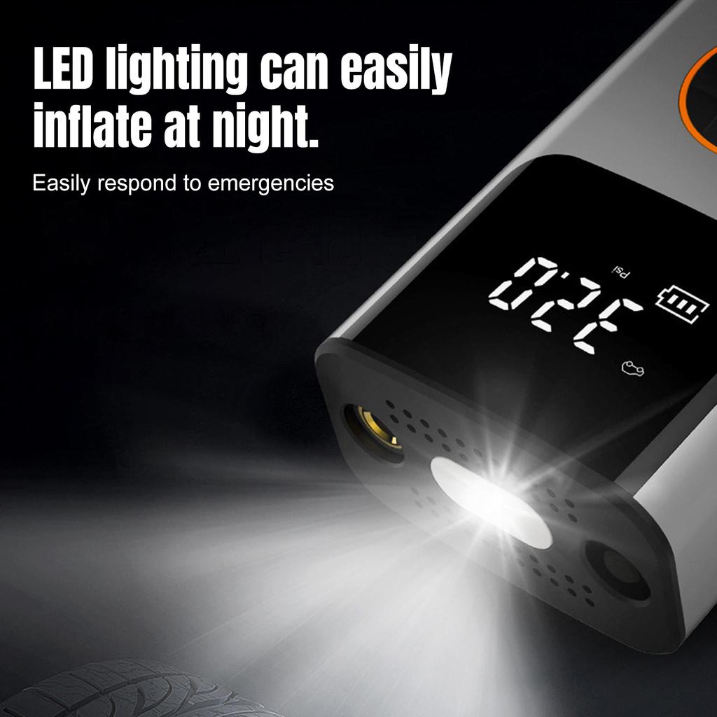 Tire Inflator Portable Compressor, Bike, LCD Screen And Digital Tire Pressure Gauge, Compressor For , Motorcycle, Compact Car, Ball