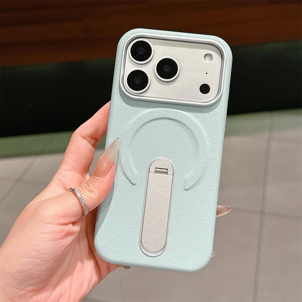 Чехол-подставка из кожи с магнитом для IPhone 17 16 15 14 13 17 Pro Max для беспроводной зарядки Magsafe Ударопрочный чехол