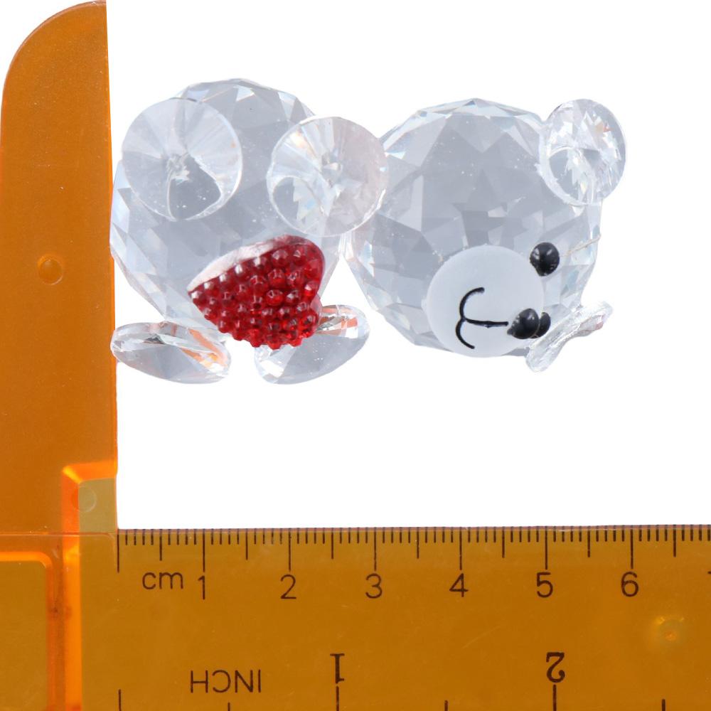 Red and Transparent Crystal Baby Bear Figurine Collection Bear Pretty Glass Ornament Home