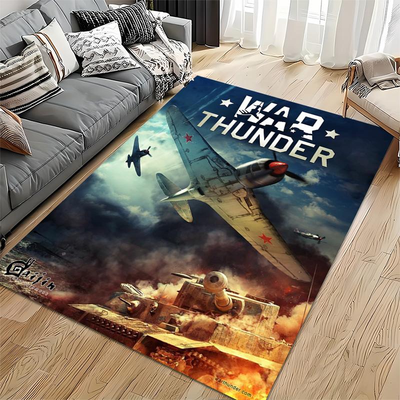 "Ковер с тематикой War Thunder" Нескользящий ковер, подходит для гостиной и спальни, диванов.