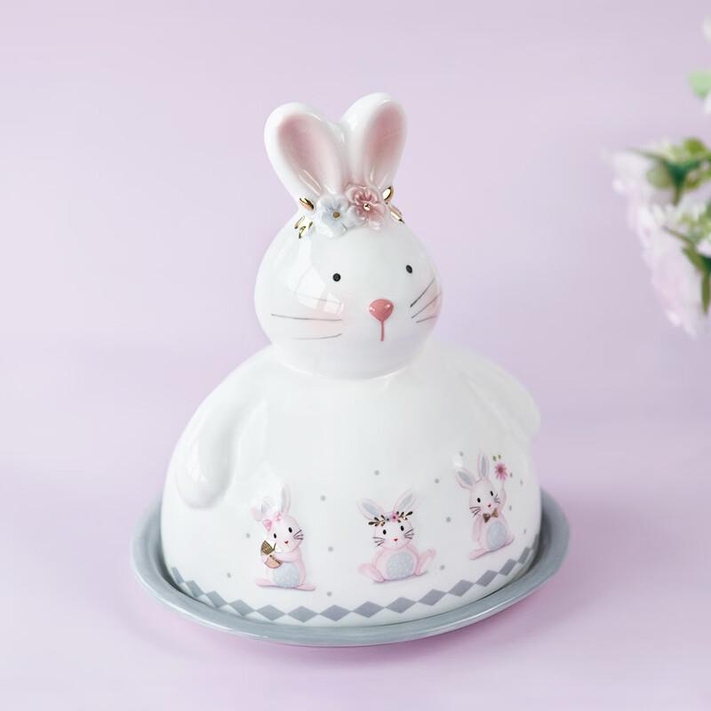 Керамическая масленка с рисунком кролика