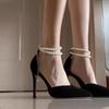 Summer New French Pointy Stiletto Heels and Pearl Sandals Women Shoes High-heeled Shoes